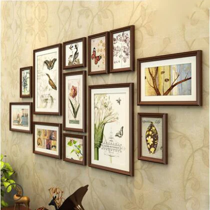 12pcs Pine Wood Photo Frame Combo Wooden Picture Frames Picture Frame Set Home Office Coffee Salon Wall Decorations - Цвет: As picture show