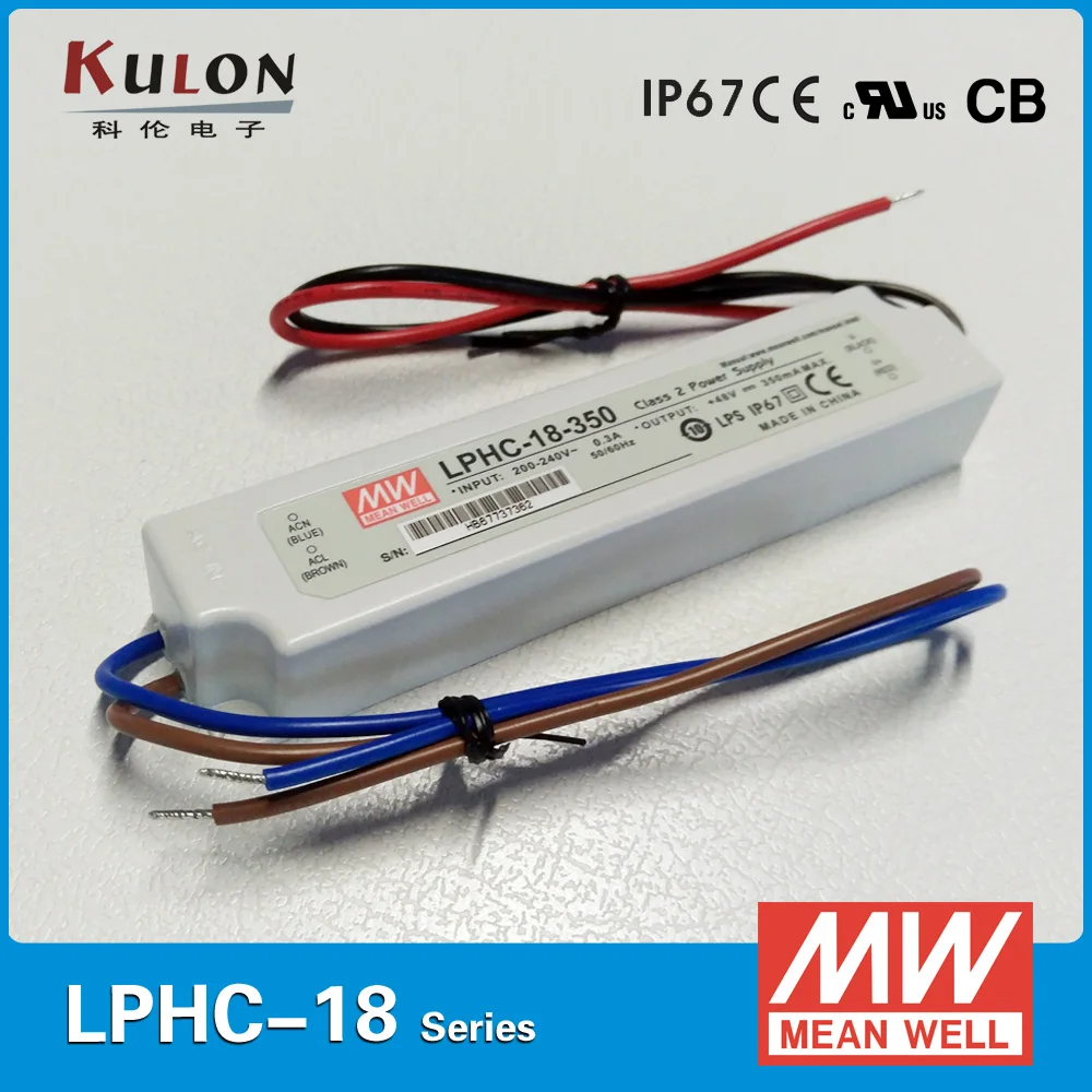 

Original MEAN WELL Switch Power Supply LPHC-18-350 Single Output 18W 6-48V 350mA led driver 220VAC input constant current driver