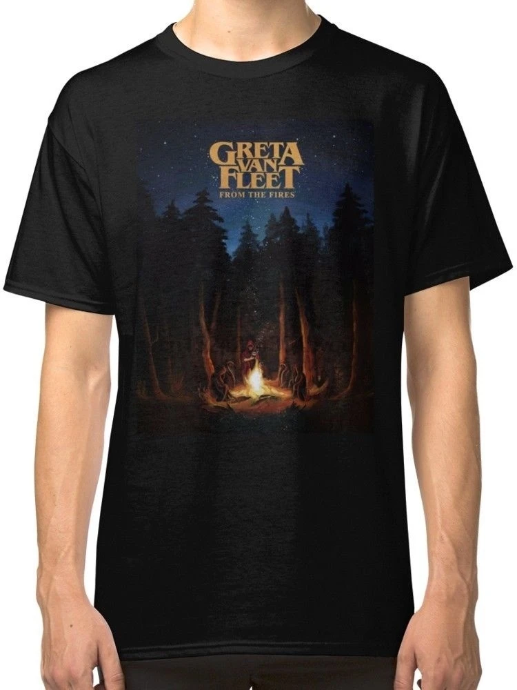 Женская футболка Greta Van Fleet From the Fire черная | Мужская одежда
