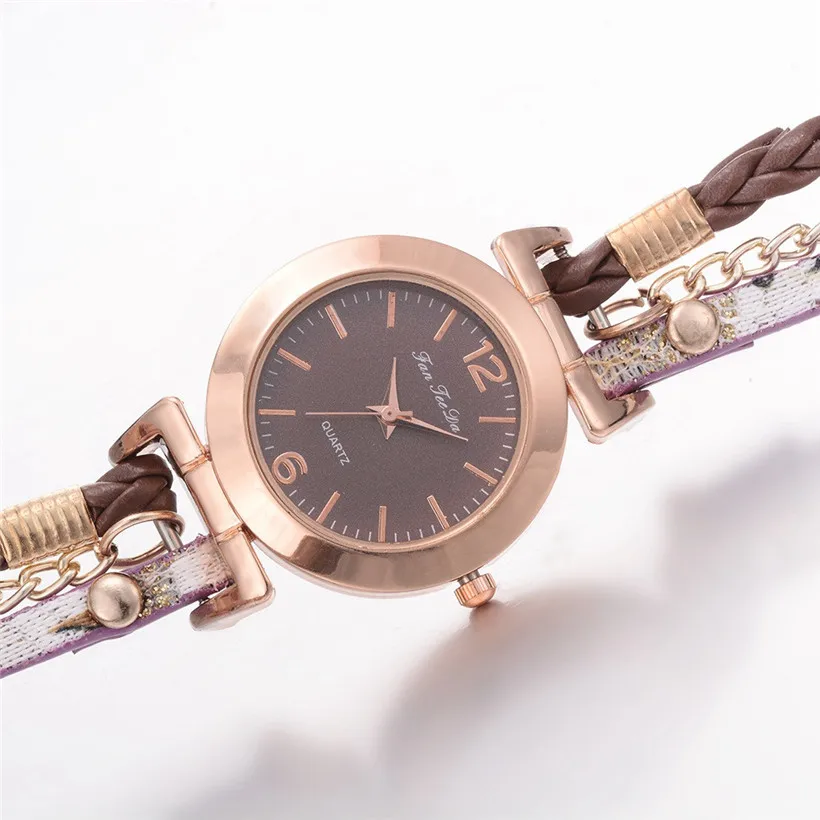 Новые модные женские Многослойные часы-браслет из искусственной кожи, кварцевые наручные часы с намоткой, Прямая поставка