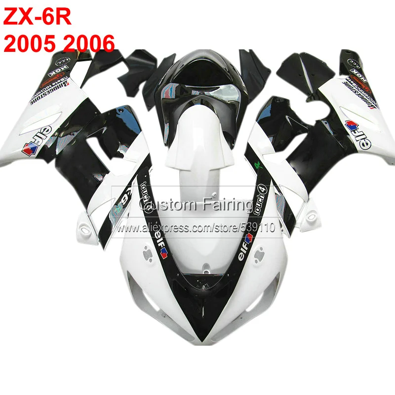 Белый комплект кузова для Kawasaki zx6r zx 6r Ninja 2005 2006 05 06 белый черный обтекатель RG88|Накладки и декоративные