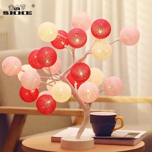 Многоцветные Светодиоды хлопковые шаровые настольные лампы светильники украшения вечерние свадебные Праздничные рождественские настольные лампы Свет