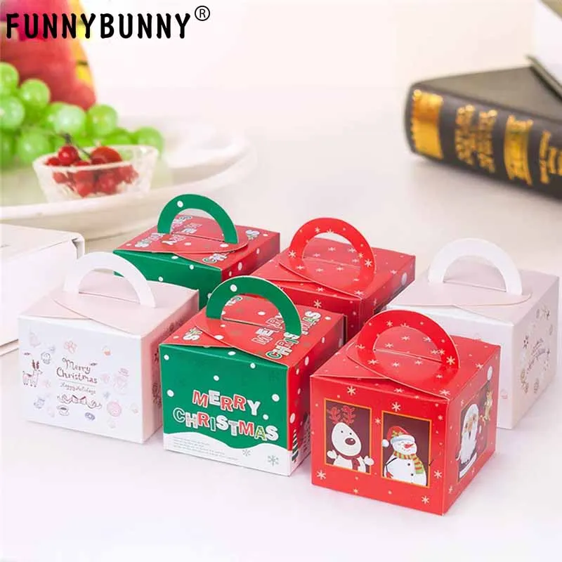

FUNNYBUNNY 5pc Christmas Candy Boxes Paper Gift Boxes with Christmas Elements Patterns for Xmas Party Supplies, 5 Styles