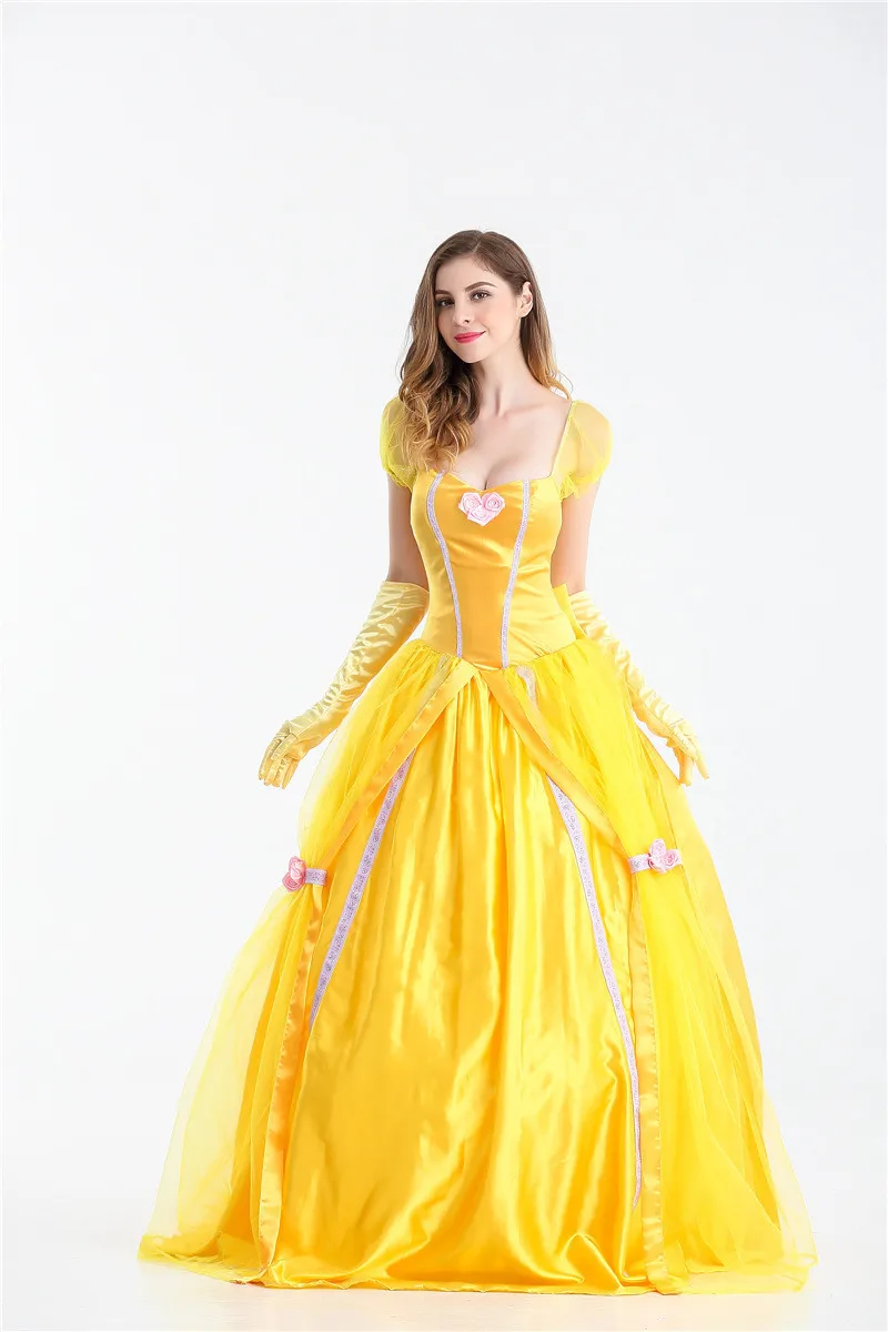 S-XXL костюм принцессы Белль для взрослых женщин, костюм красавицы и чудовища на Хэллоуин, платье для косплея