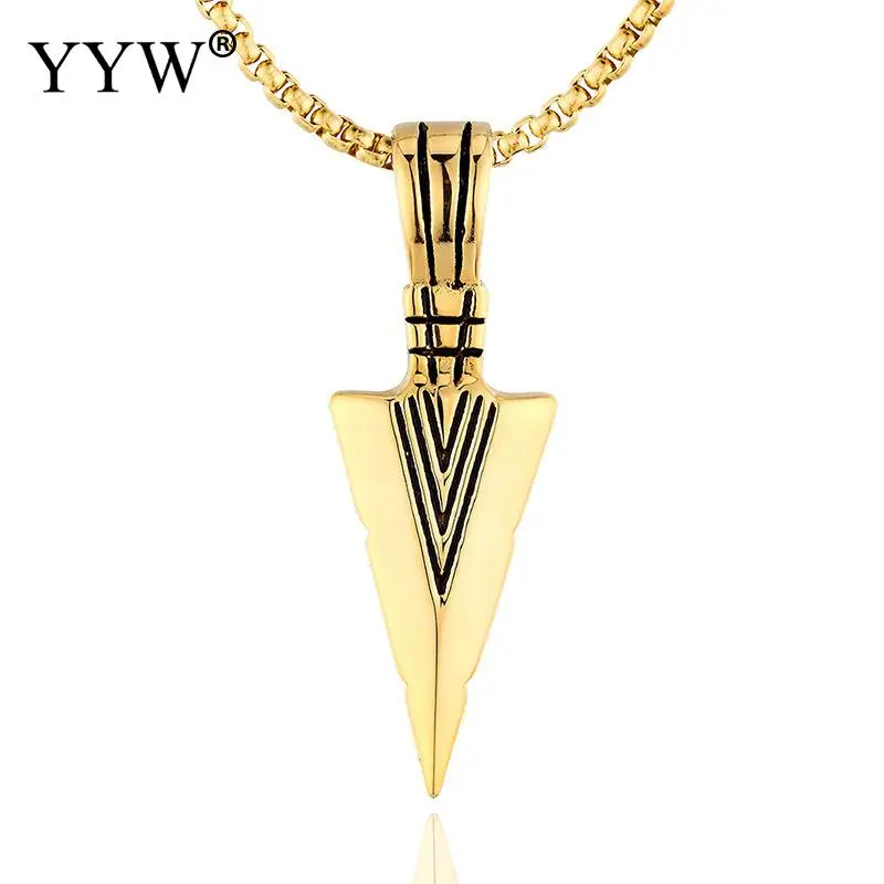 

Men's Oxidized Vintage Spearhead Pendant Necklace for Men Stainless Steel Determination of Spirit Tribal Adventures Male Jewelry