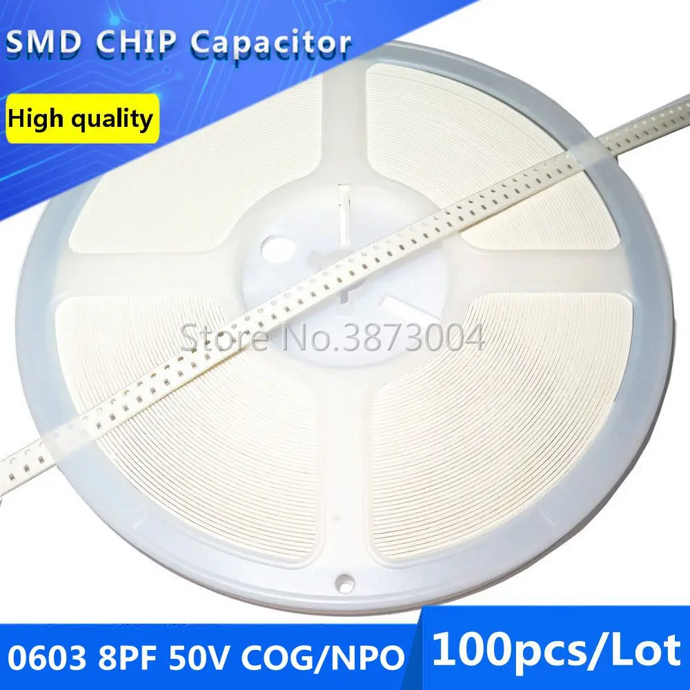 

100pcs 0603 8PF 50V COG/NPO 0.5% SMD Chip Capacitor