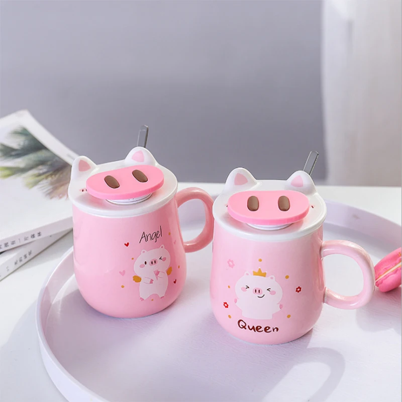 

Ceramic Mugs Creative Antl Coffice Cup with Lid Cartoon Mug Student Children Juice Drink Cups Couple Cup Gifts