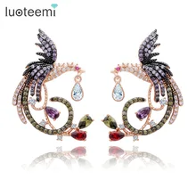 LUOTEEMI Teemi Jewelry Unique Design Luxury Rose Gold Color Multi Cz Micro Pave Setting Phoenix Bird
