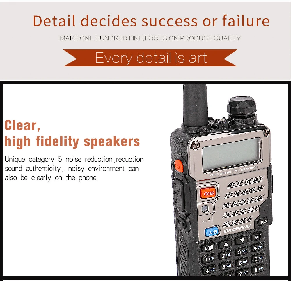 Baofeng UV-5R plus handy talkie walki UV5RE переговорные для ssb КВ трансивер двухдиапазонный дисплей ppt наушник двухстороннее радио 2 шт