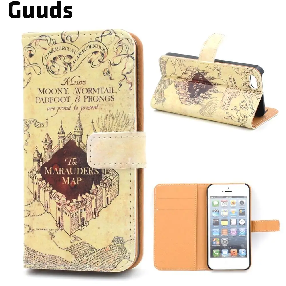 The Marauders Map Leather Wallet Case for iPhone 5s / for iPhone 5