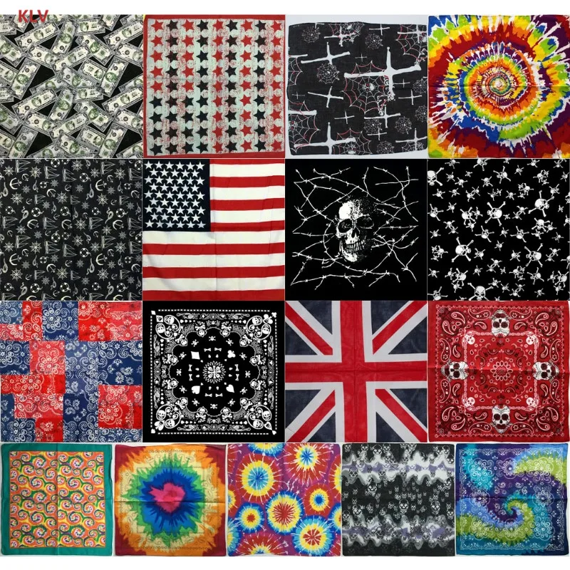 

KLV Women Men Headband Turban Bandana Square Scarf Cotton Hip Hop Hair Neck Wrap New