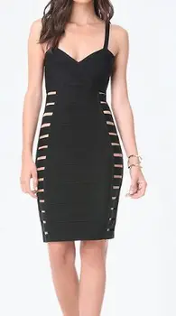 

Women Dress Black Red Slip Side Hollow Out Rayon Bandage Dress High Quality Cocktail Party Bodycon Dress Vestidos