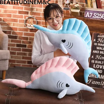 

Creative Simulation Marine Animal Swordfish Plush Toy Sofa Pillow Cushion Children's Toys Baby Comfort Toys Home Decoration Hall
