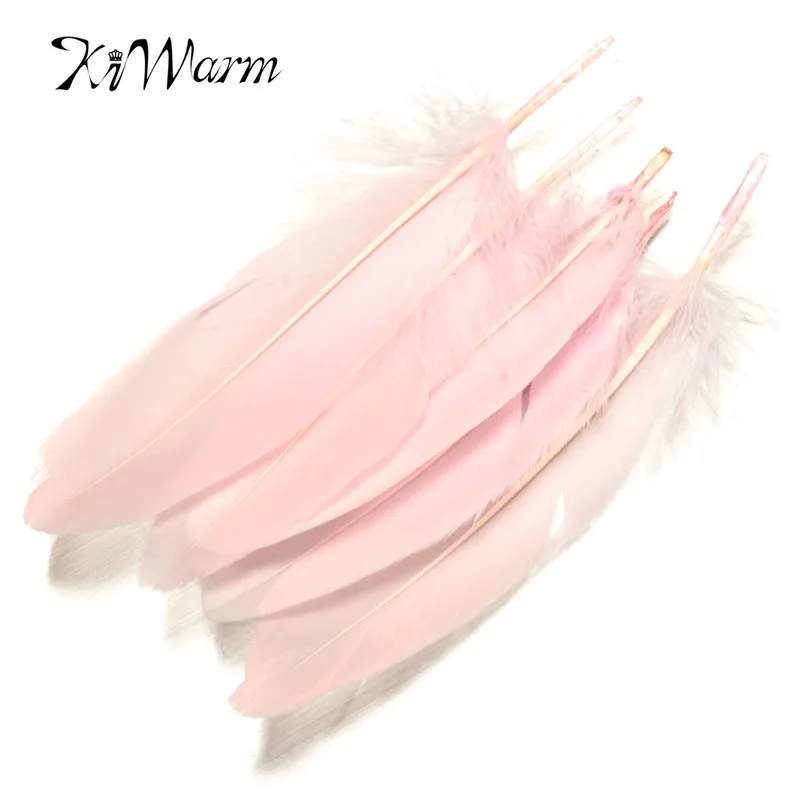 

KiWarm 50pcs Long Light Pink Goose Feathers for Millinery Hat Wedding Decor Handmake Craft DIY Material Accessory Supply 15-20CM