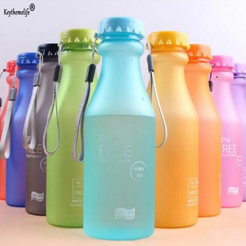 

1PCS Drinkware Candy Color Water Bottle 550ML Capacity Plastic Sport Drinking Water Portable Cup Drink Bottle 3C