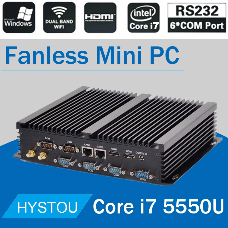 

Minipc windows10 i7 5550U dual LAN HDMI 2.0 VGA pc itx 4USB 3.0 windows 7 mSATA SSD Windows Mini Computer industrial i5 Fanless