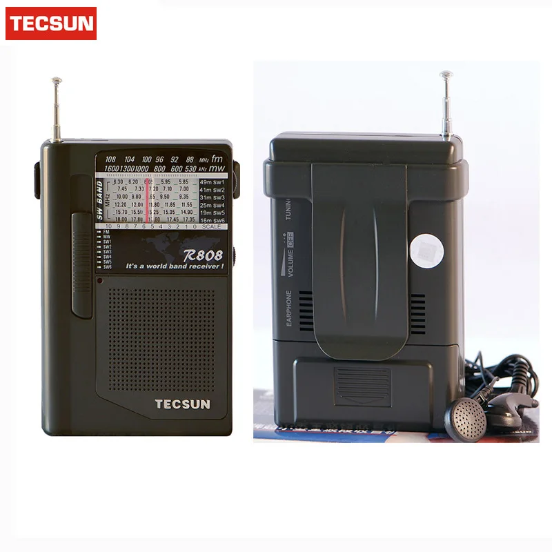 Мини TECSUN R-808 радио FM/MW/SW радио многополосный приемник+ наушники Y4141A R808 цифровой приемник Прямая поставка