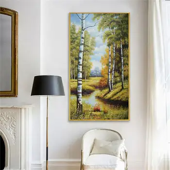 

YongHe Nordic Home Decorative Oil painting Wood landscape Customizable Composition Poster Wall Pictures For Decorate Living Room