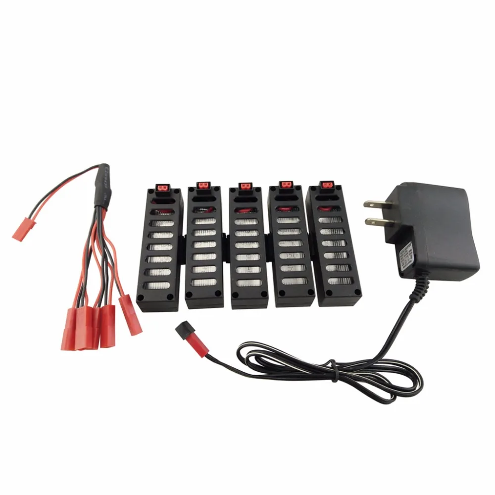 

RC accessories 5pcs battery + 1 For 5 transfer line Converting cables + 1 pcs charger for JY018 GW018 quadcopter Helicopter