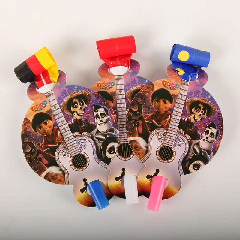 

COCO Mexico Death Day Theme Blowouts Kids Birthday Party Noise Maker Supplies Decoration Dia delos Muertos 6pcs