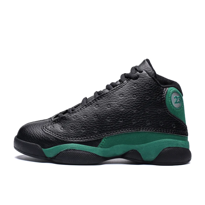 Баскетбольная обувь для детей, высокое качество, спортивные кроссовки для мальчиков и девочек, Нескользящие уличные детские кроссовки, Баскетбольная обувь для мальчиков - Цвет: Black Green AJ13