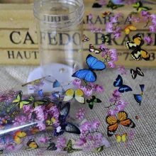 Feuilles de transfert pour Nail Art, 1 bouteille de décalcomanie de décoration pour les ongles, motif papillon fleur de prunier, outils de manucure