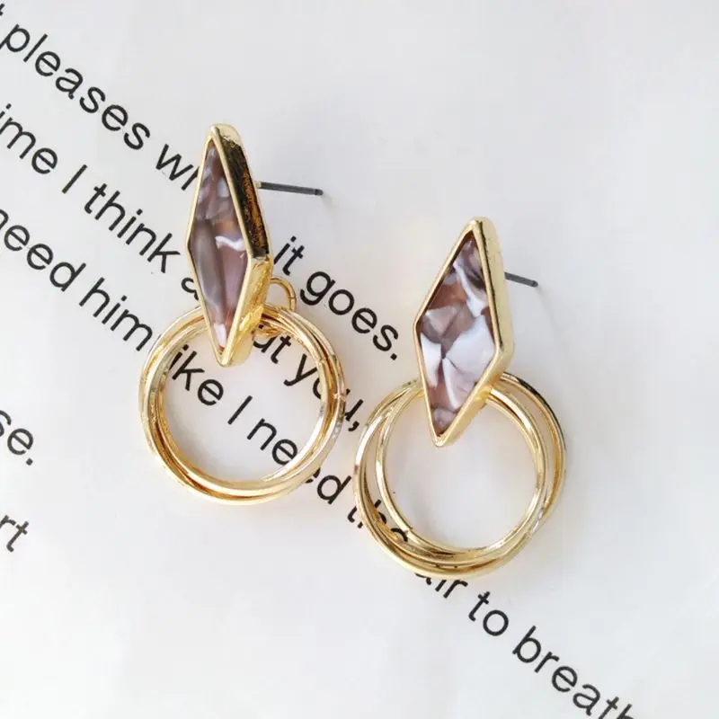 

Women Jewelry Gold Luxury Ear Stud Hollow Earrings Ring Pendant Geometric Fashion Decoration Girls Gifts Charms Simple