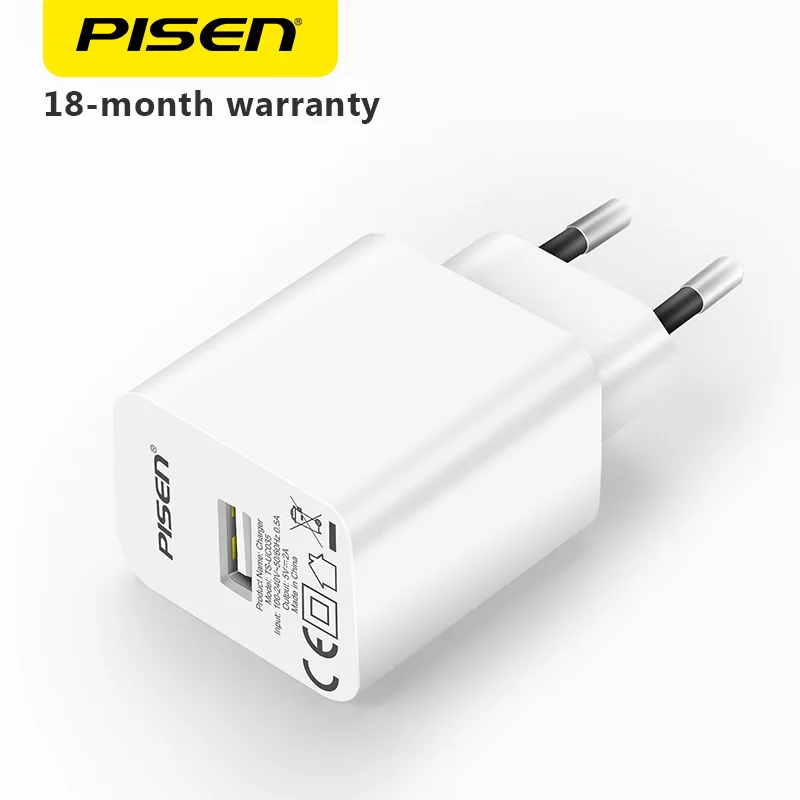 

PISEN 2A USB Wall Charger Universal Power Adapter Phone Charger 2A Fast Charging Adapter EU Plug 100-240V for Phones and Tablets