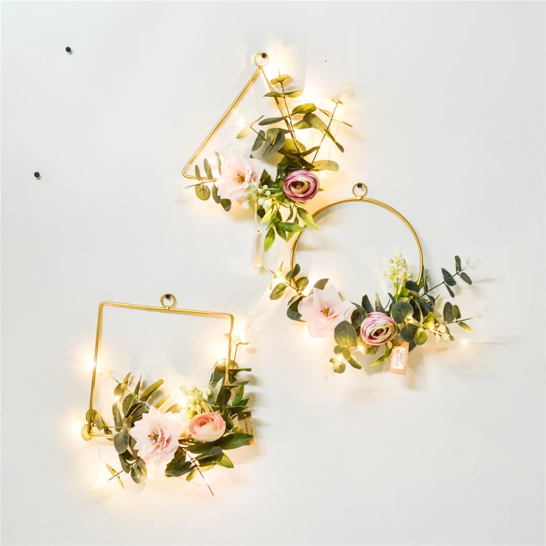 

Cilected Floral Hoop Wreath Wrought Iron Wreath For Christmas Backdrop Decoration Artificial Rose Flower Garland Wall Hanging