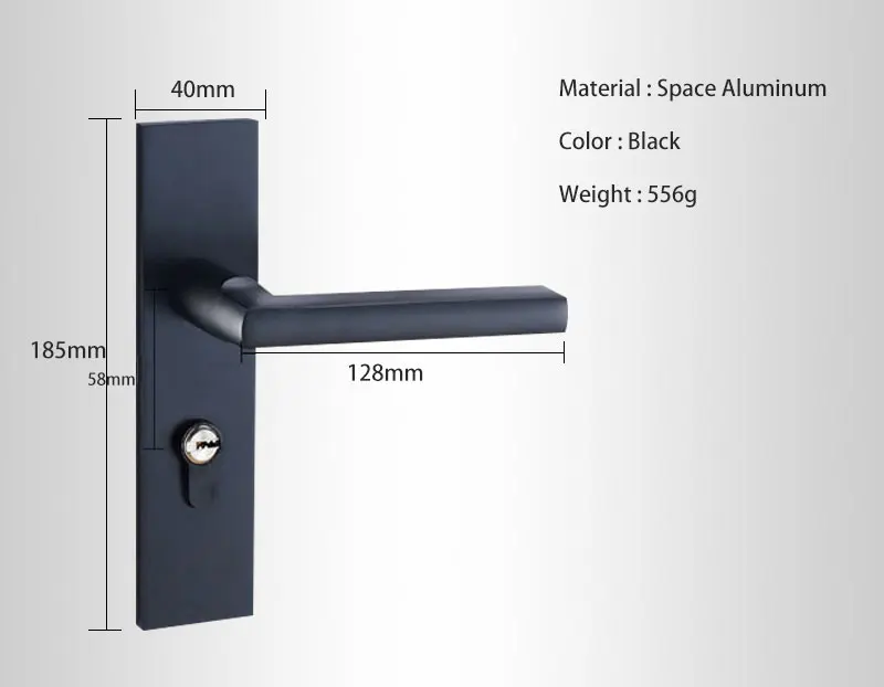 Космические алюминиевые дверные замки с ключом дверная ручка для внутренней наружной двери спальни комнаты DLB2020