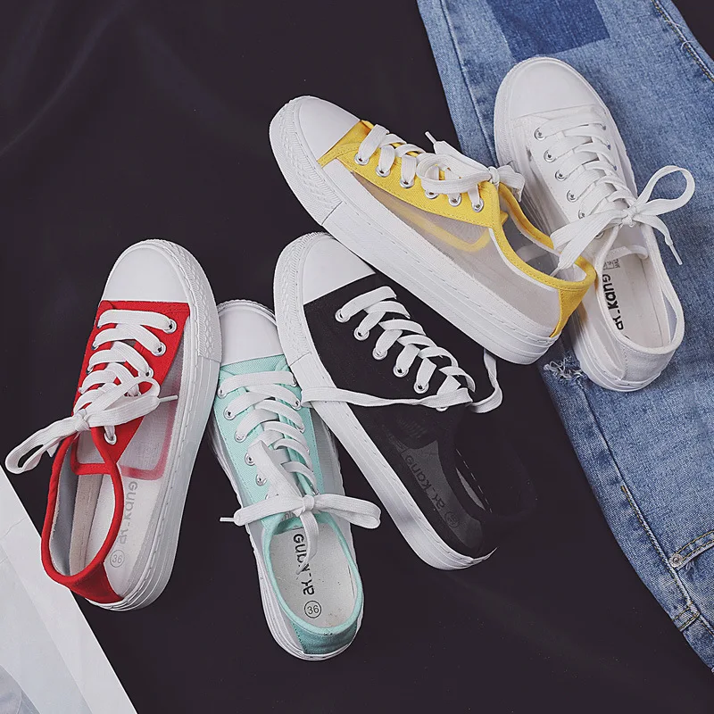 

Fashion candy color hollow small white shoes breathable mesh face ladies casual shoes breathable wear deodorant flat shoes