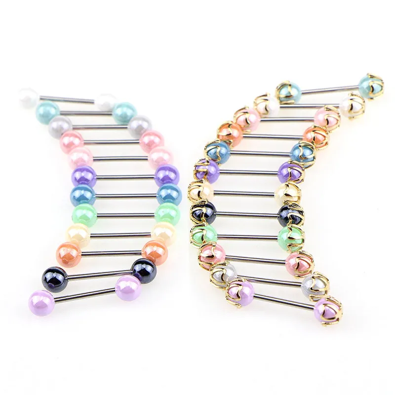 

12Pcs/set Acrylic Tongue Pierced Nipple Ring Barbell Body Piercing Jewelry Percing Tongue Ring Studs Barbell Bars Ring