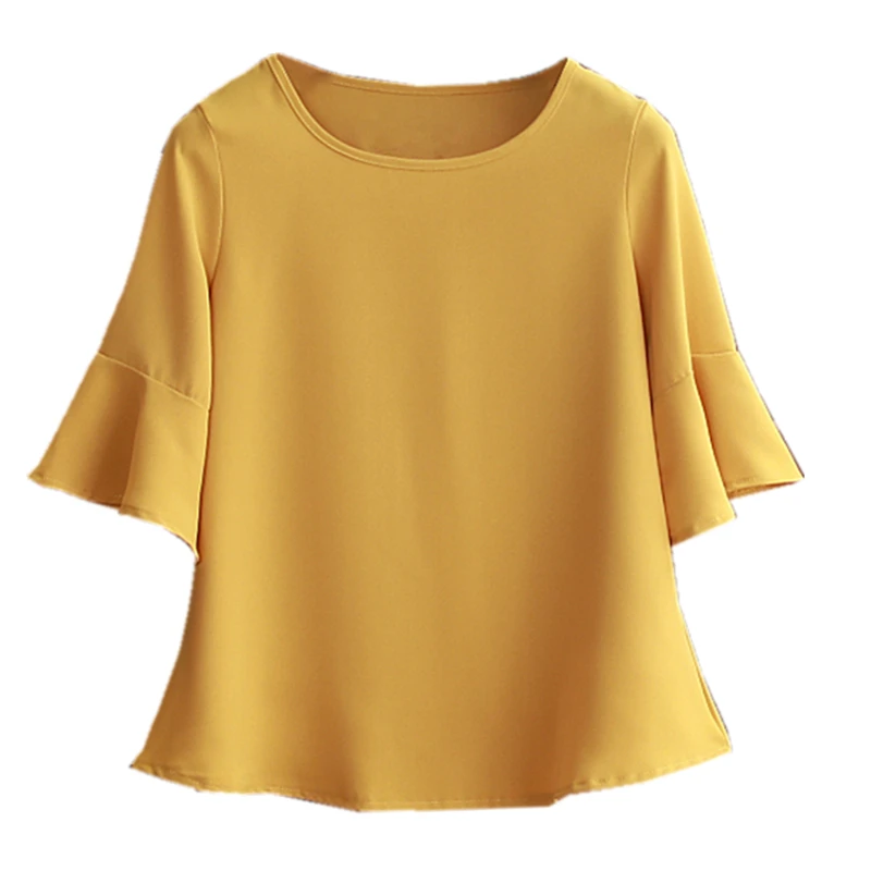 

2020 Summer obesity Chiffon Blouse Plus Size 6XL 5XL Women flare sleeve Beautiful Self-cultivati Shirt blouse Show thin
