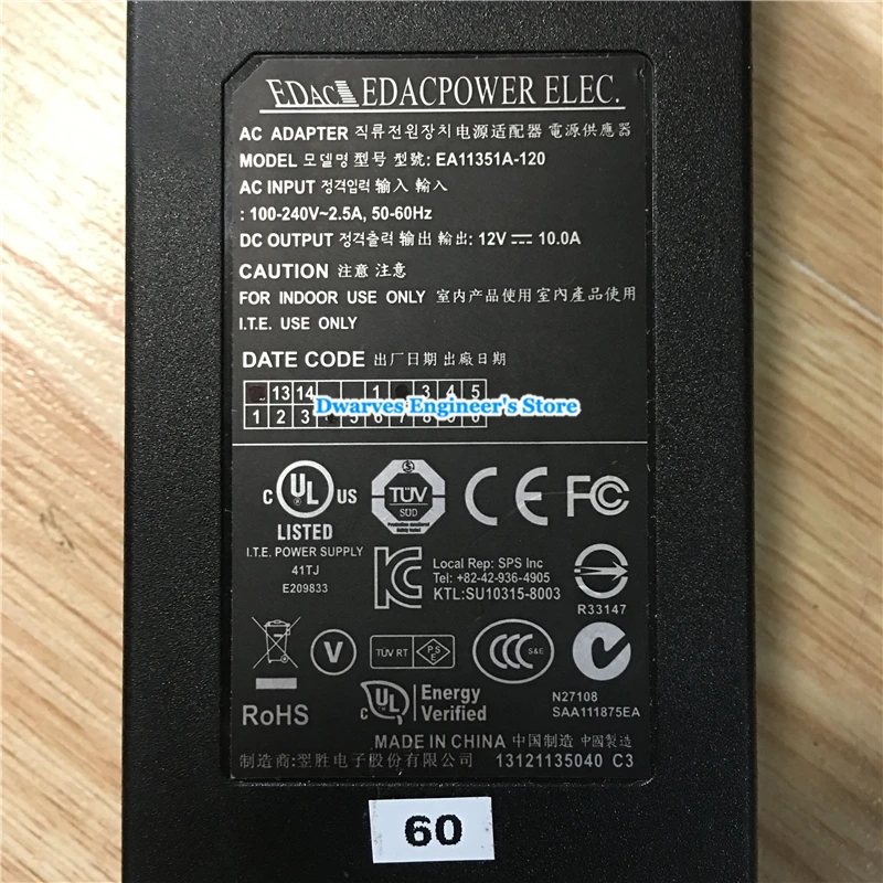 Оригинальный EA11351A 120 12 В 10A Вт edac ac адаптер для NAS Qnap TS419P 4PIN|ac adapter|120w adapteradapter 120w |