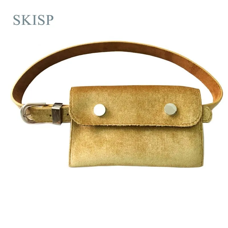 

2019 New Waist Pack for Women Fashion Suede Belt Bag Luxury Brand Leather Chest Handbag Gold Solid High Quality Phone Wallet