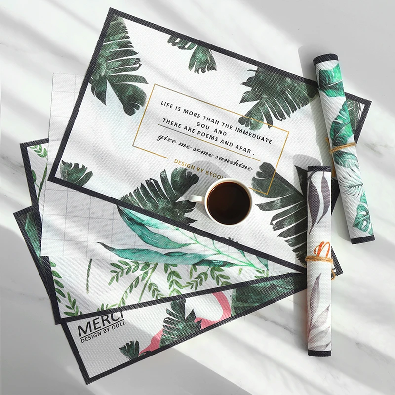 Chic Tropical Plants Tableware Placemat Pad Dining Table Mat Heat