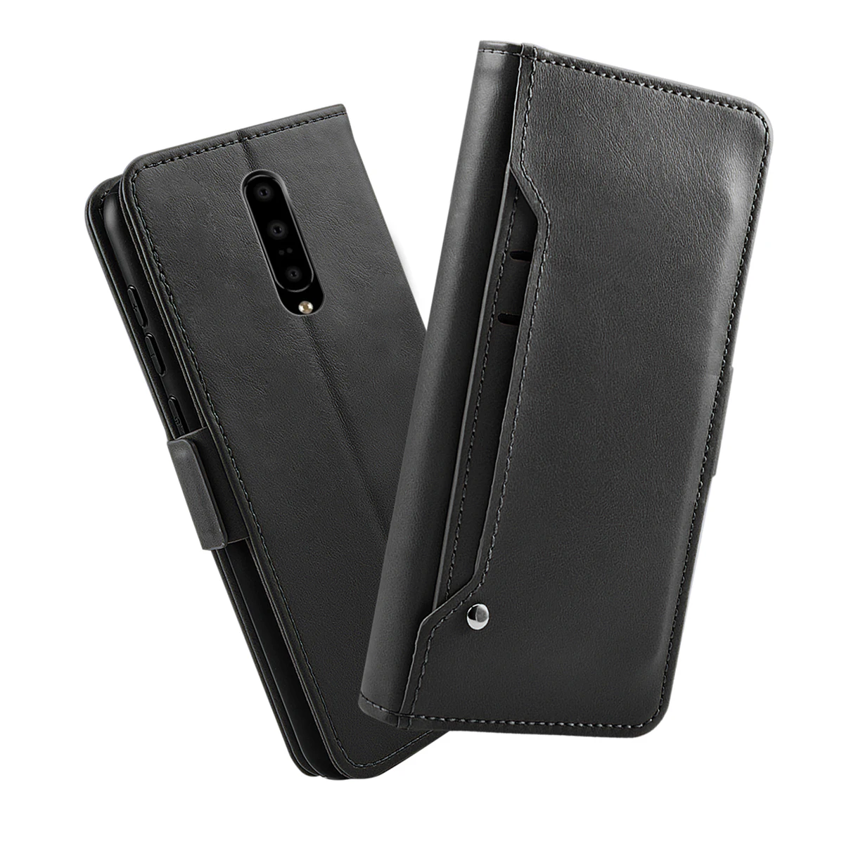 Для OnePlus 7 Чехол из искусственной кожи с откидной подставкой Магнитный чехол-кошелек с карманом для карт OnePlus 7 pro Filp чехол - Цвет: Черный