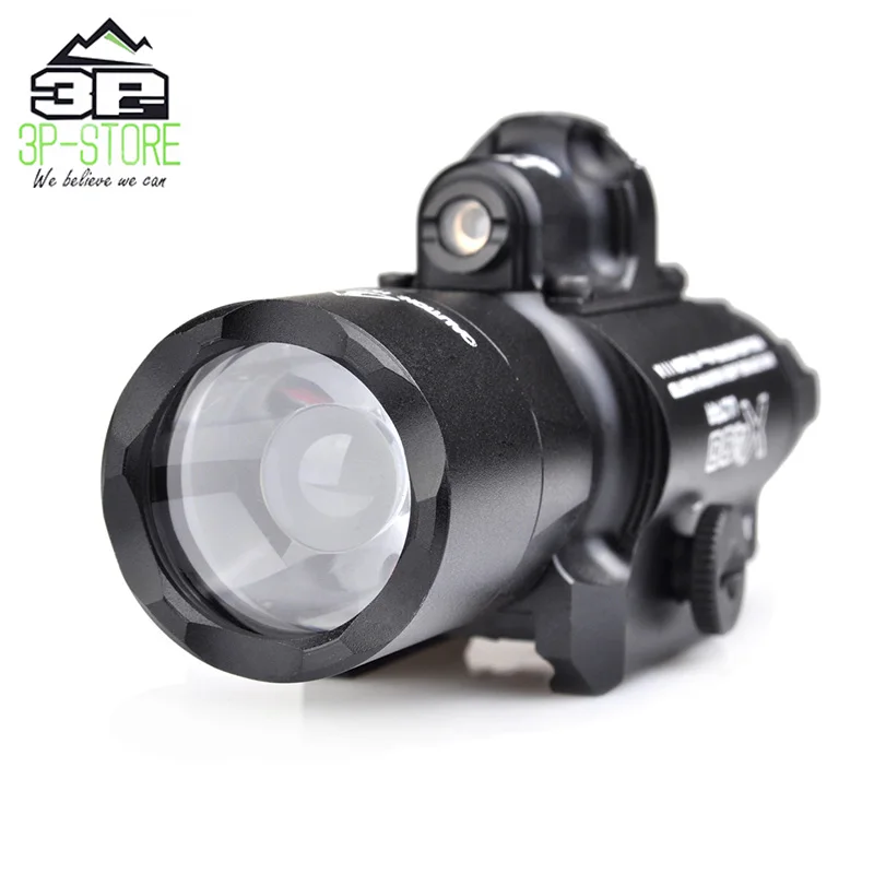 

Tactical Airsoft X400 CREE Ultra Weapon LED Pistol M4 Rifle Flashlight Red Dot Laser Combo Sight 20mm Rail Mount EX367