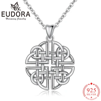 

Eudora Authentic 925 Sterling Silver Celtics Knot Pendant Necklace for Women Girl Birthday Gift Fashion S925 silver Jewelry D238