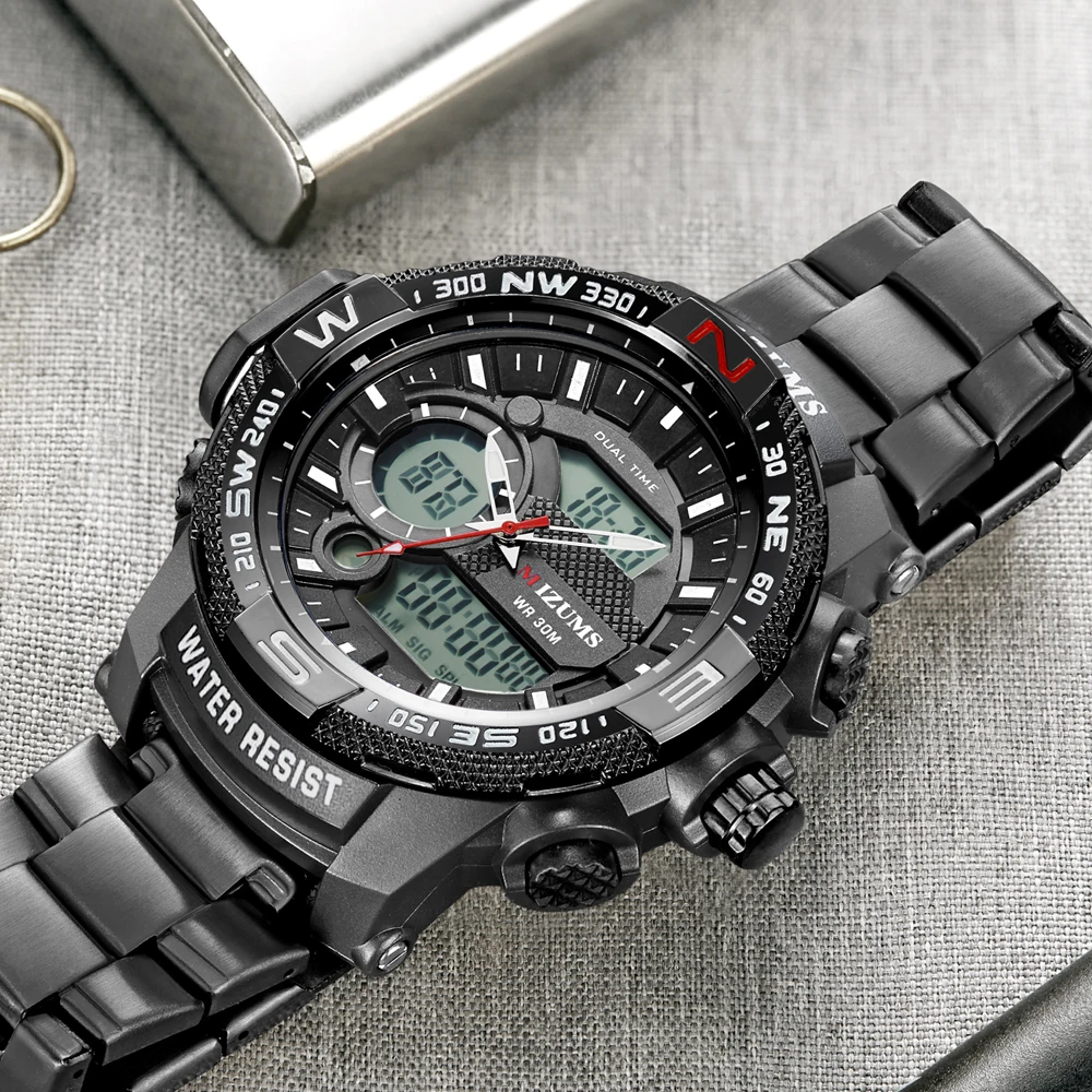 Analog Digital Watches Men Led Full Steel Male Clock Men Military Wristwatch Quartz Sports Wrist Watch Man Reloj Hombre Mizums drop shipping 2019 (20)
