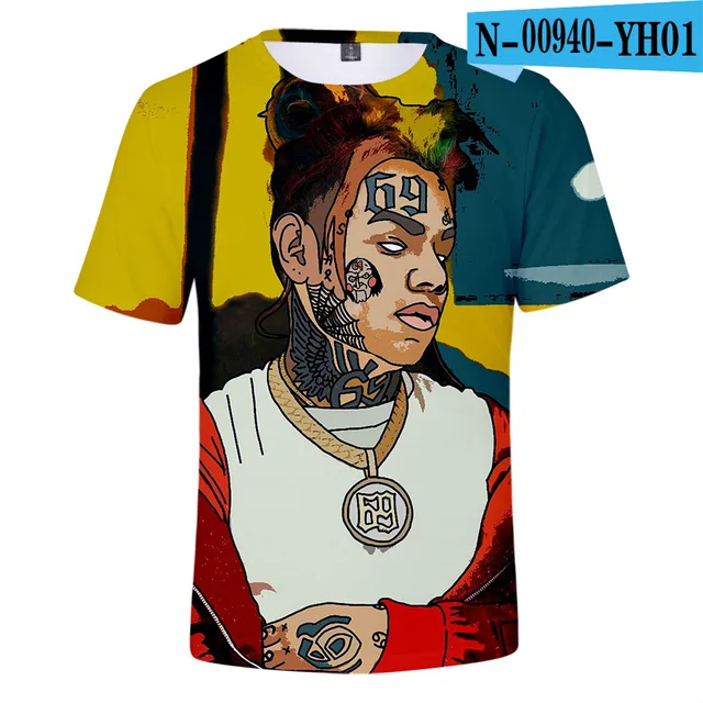 Hip Hop Rapper 69 6ix9ine Tekashi69 3D Printed T-Shirt Women Men Summer ...
