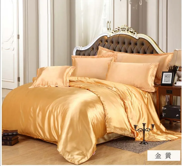 

Twin full queen king size flat sheet or fitted sheet set Silk satin 3/4pcs Bedding Set Duvet Cover set Pillowcases Home Textiles