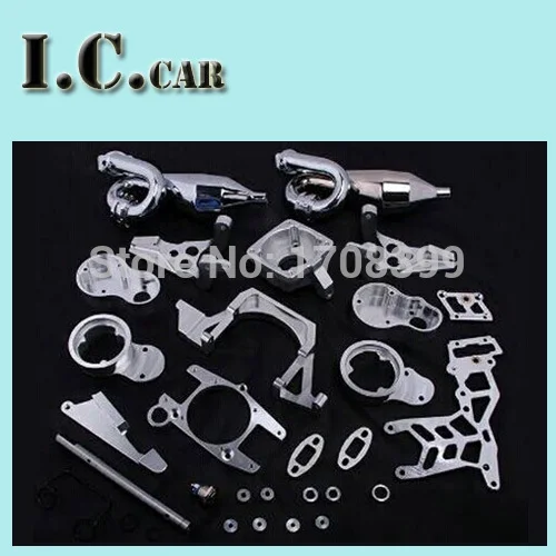 Twin cylinder engine exhaust bracket kit tuned pipe for 1 5 twin engine hpi baja 5b
