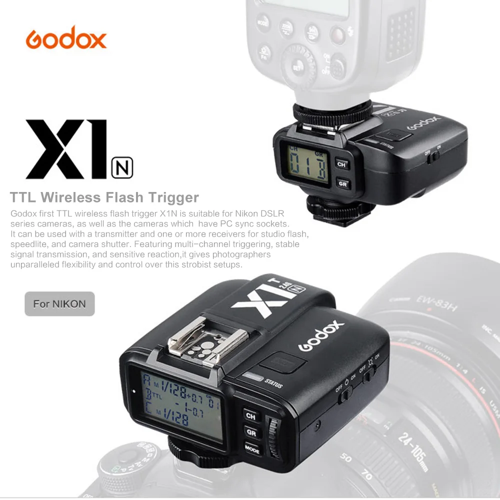 GODOX X1N комплект триггера вспышки 2 4 ГГц 1/8000 с беспроводной E TTL передатчик и