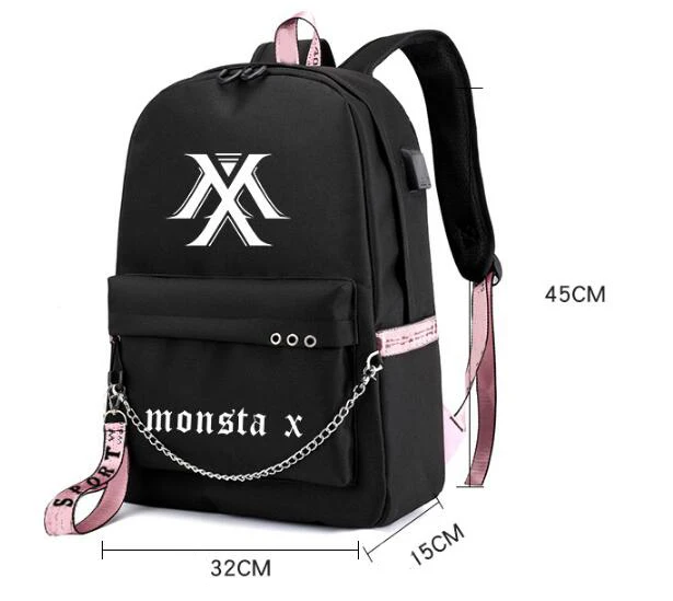 EXO The War Lucky One Monster корейский стиль рюкзак школьные сумки Mochila дорожные сумки для ноутбука с цепочкой USB порт для наушников