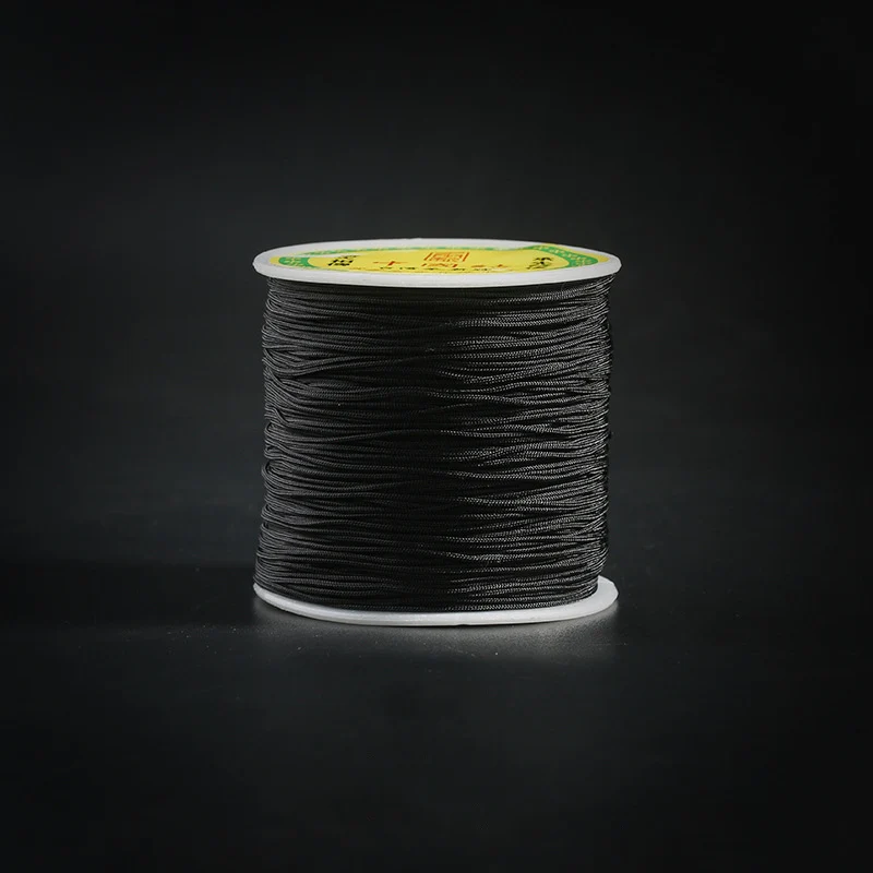 1 мм, 12 цветов, 100 м, нейлоновая нить, китайский узел, шнур макраме, браслет, плетеная нить, сделай сам, кисточки вышивка бисером, нить - Цвет: black