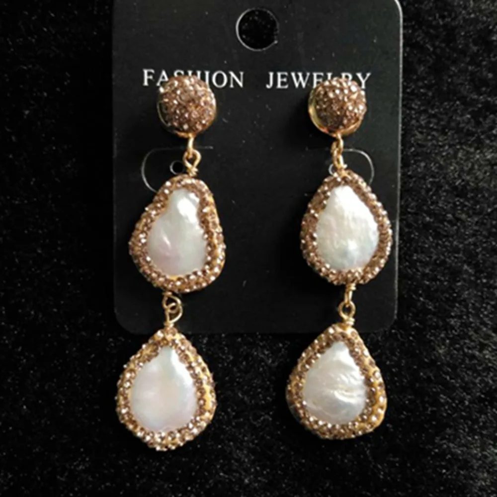 

5 Pairs Gold Rhinestone Earrings Bijoux Fashion Nature Pearl Long Drop Dangle Earrings Bijoux Femme 2019 New Pendientes Mujer