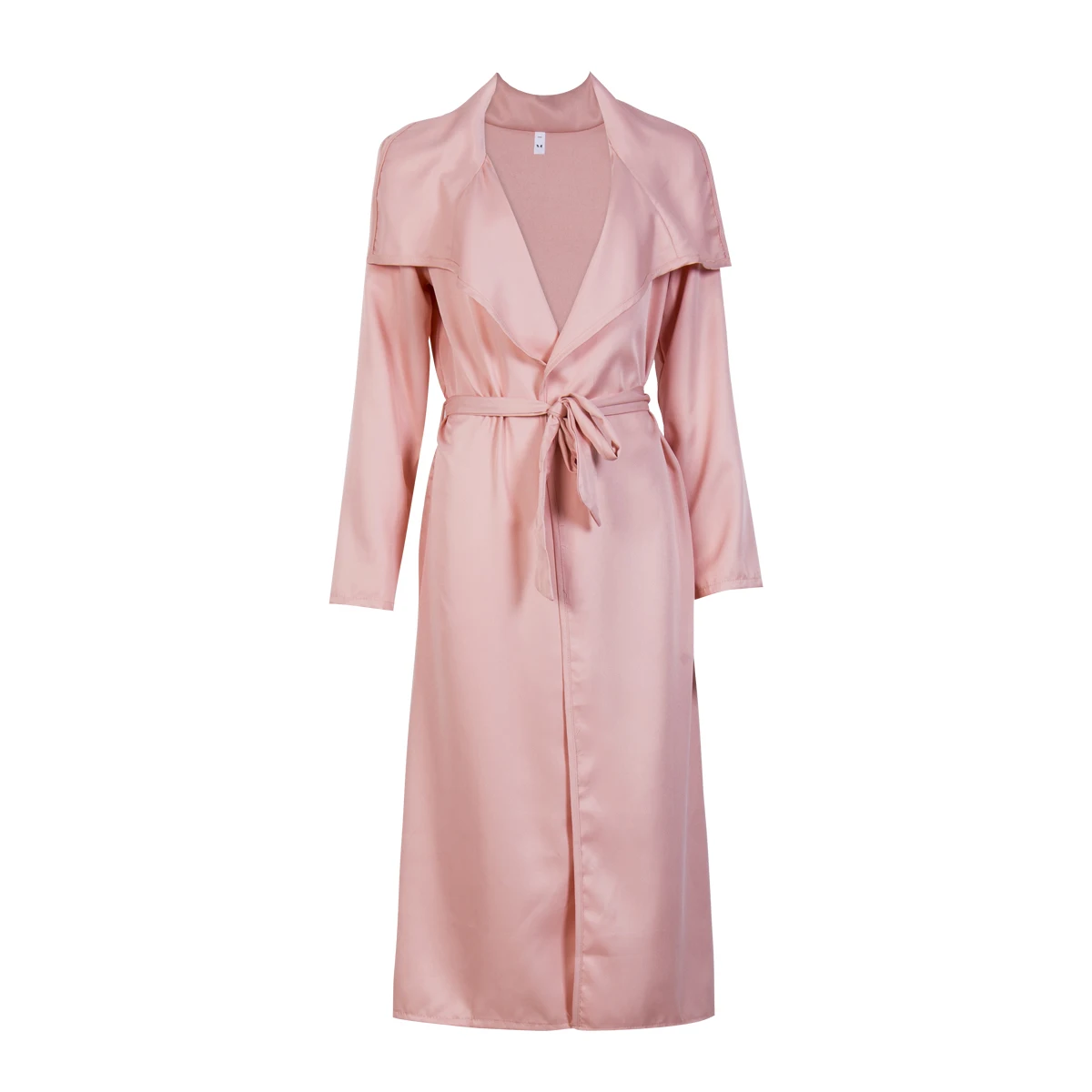 Gabardina de manga larga con abertura frontal para mujer, abrigo largo estilo inglés, fajas