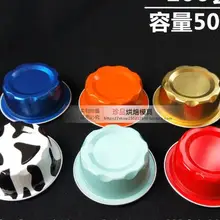 100 наборов Круглой Формы для кексов/луна упаковка для тортов лотки/алюминиевая фольга коробки для тортов с крышками/ложки 50 мл кухонные инструменты