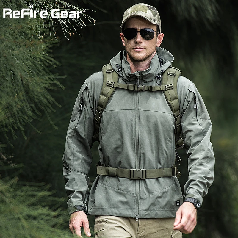 ReFire Gear Осенняя Водонепроницаемая толстовка с капюшоном Военная куртка Мужская